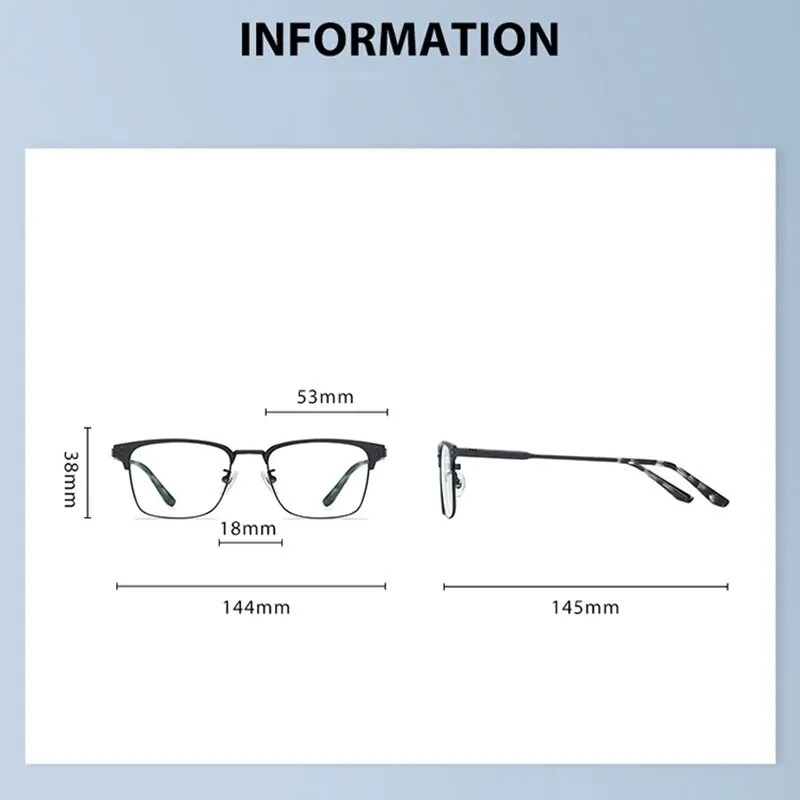 Bclear Unisex Full Rim Square Eyebrow Line Titanium Eyeglasses Wd916