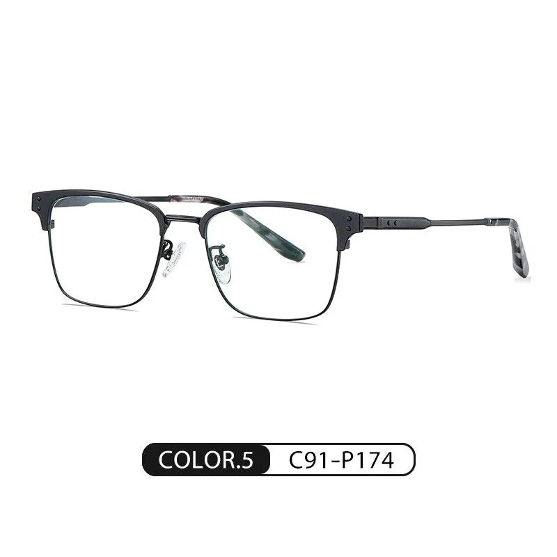 Bclear Unisex Full Rim Square Eyebrow Line Titanium Eyeglasses Wd916