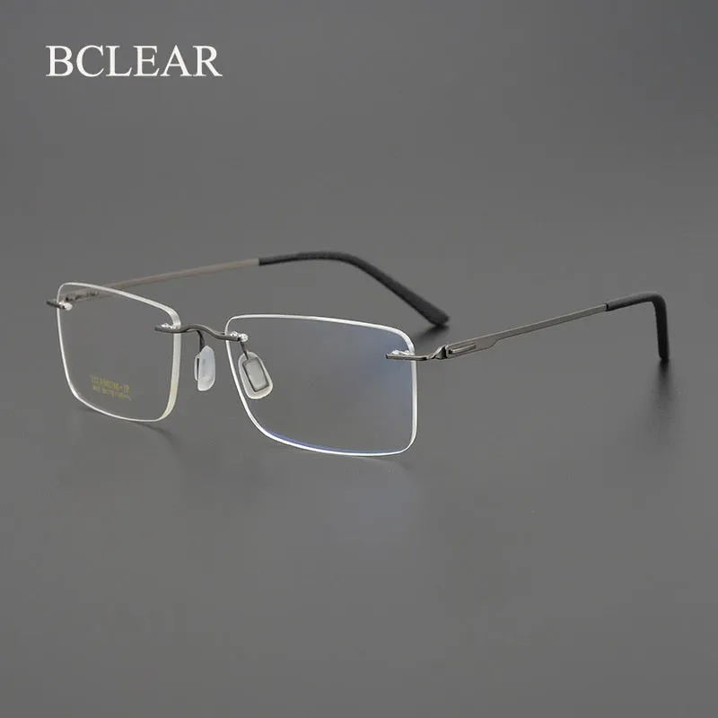 Bclear Unisex Rimless Square Titanium Eyeglasses My9912