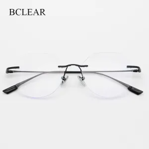 Bclear Unisex Rimless Square Titanium Frame Eyeglasses Myb1135