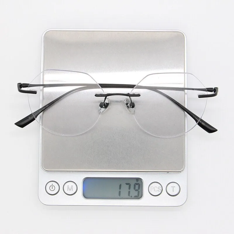 Bclear Unisex Rimless Square Titanium Frame Eyeglasses Myb1135