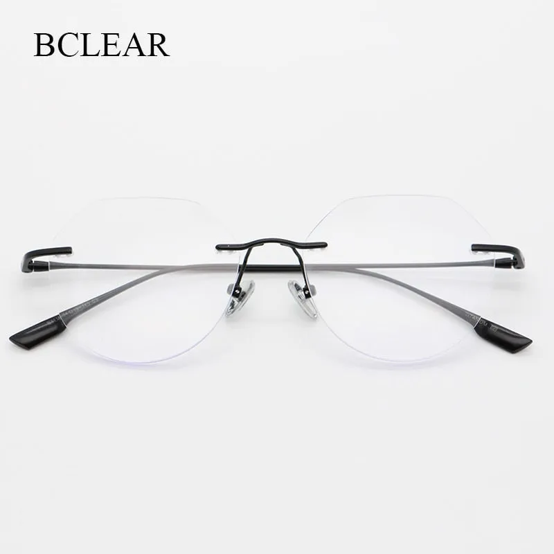 Bclear Unisex Rimless Square Titanium Frame Eyeglasses Myb1135