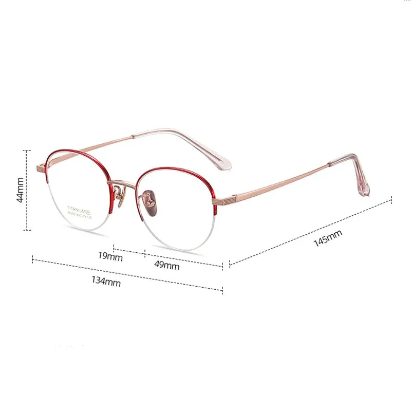 Bclear Unisex Semi Rim Round Titanium Eyeglasses 86682
