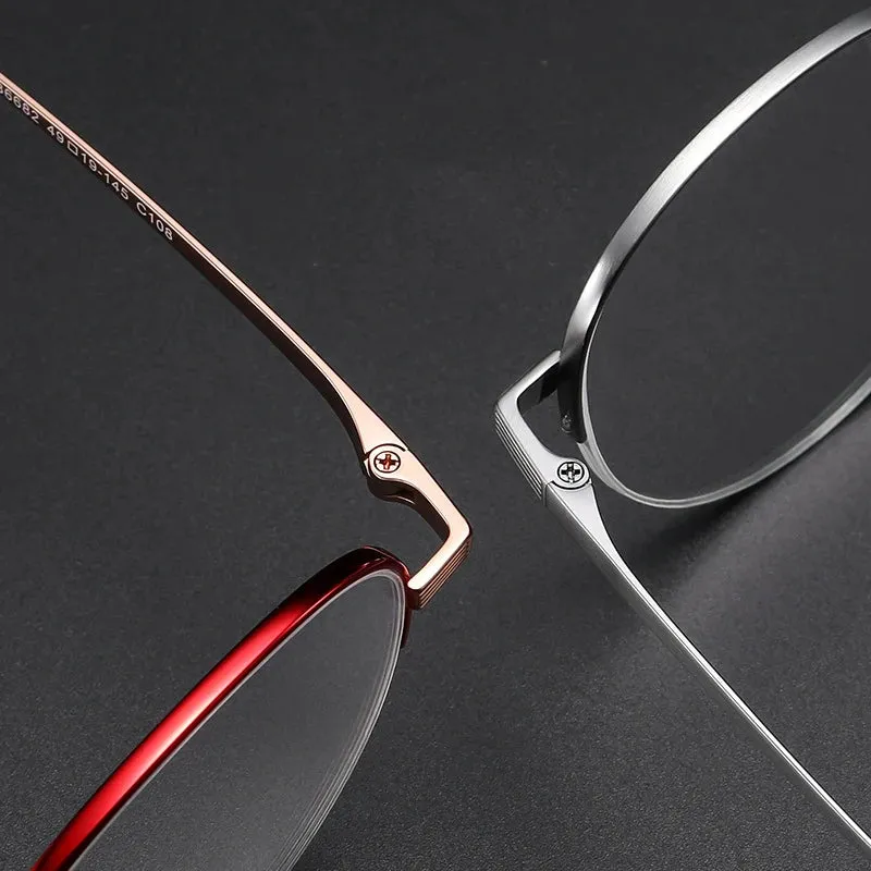 Bclear Unisex Semi Rim Round Titanium Eyeglasses 86682