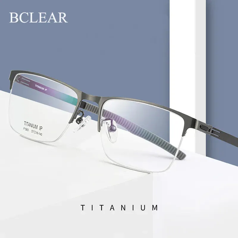 Bclear Unisex Semi Rim Square Titanium Eyeglasses Bsf1983