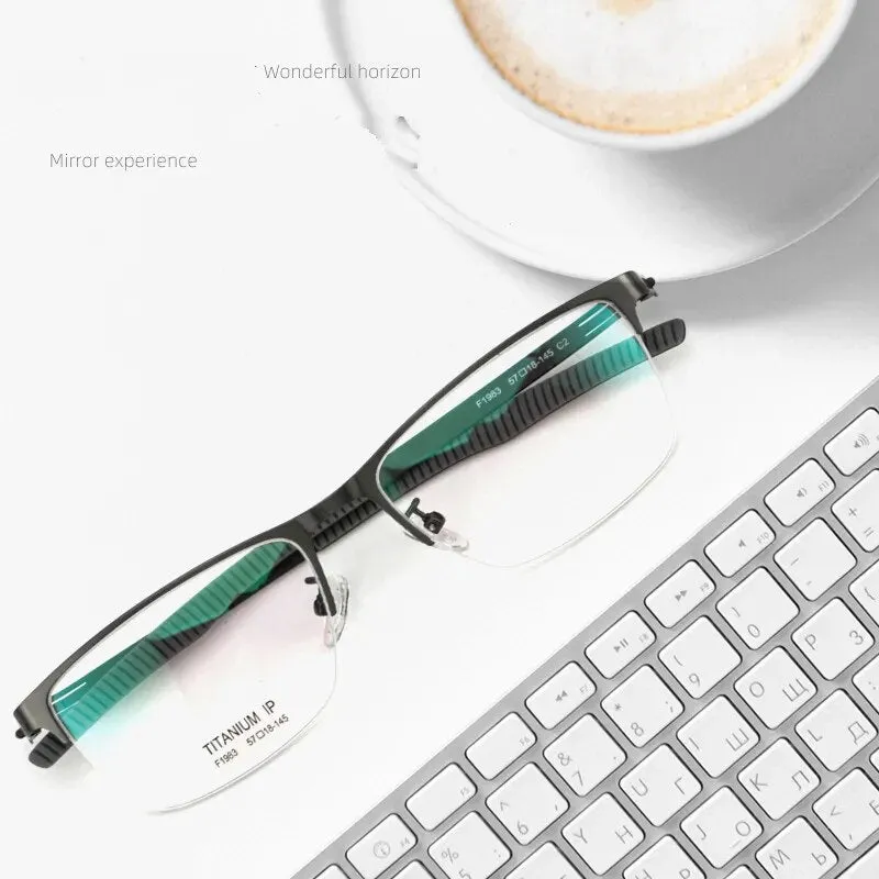 Bclear Unisex Semi Rim Square Titanium Eyeglasses Bsf1983