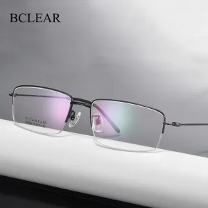 Bclear Unisex Semi Rim Square Titanium Eyeglasses Lb7924