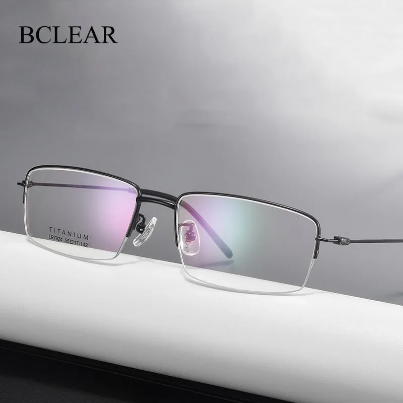 Bclear Unisex Semi Rim Square Titanium Eyeglasses Lb7924