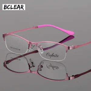 Bclear Women's Eyeglasses Metal Alloy Ultra-Light Frames Half Rim Tr Legs