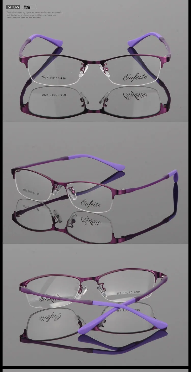 Bclear Women's Eyeglasses Metal Alloy Ultra-Light Frames Half Rim Tr Legs