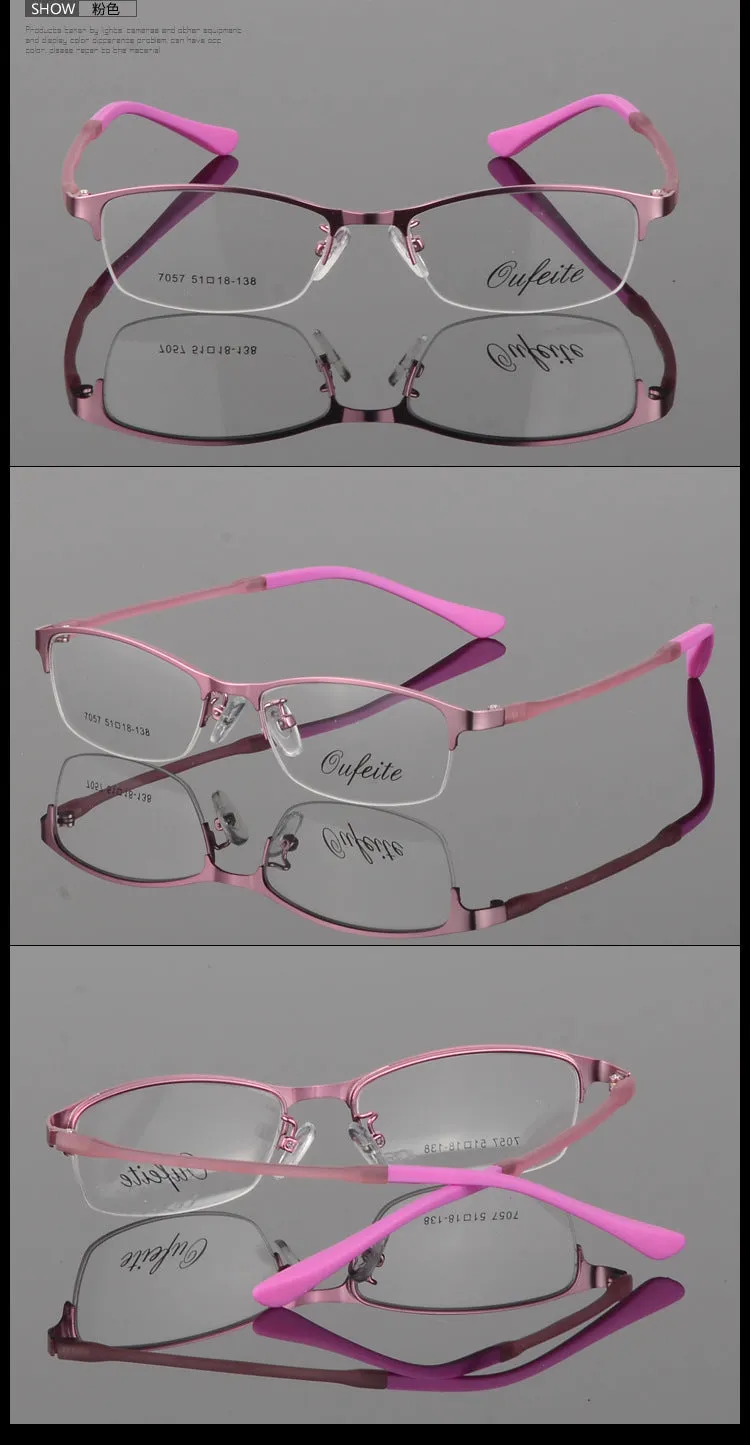 Bclear Women's Eyeglasses Metal Alloy Ultra-Light Frames Half Rim Tr Legs