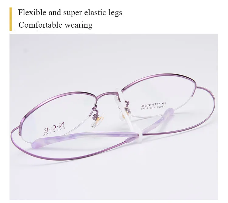 Bclear Women's Semi Rim Titanium Oval Eyeglasses Sc18026