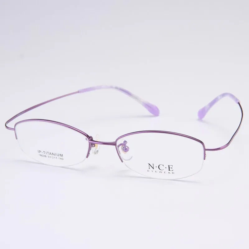 Bclear Women's Semi Rim Titanium Oval Eyeglasses Sc18026