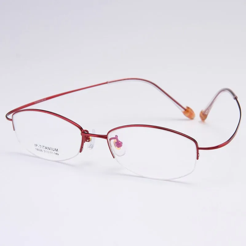Bclear Women's Semi Rim Titanium Oval Eyeglasses Sc18026