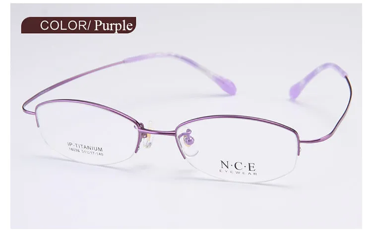 Bclear Women's Semi Rim Titanium Oval Eyeglasses Sc18026