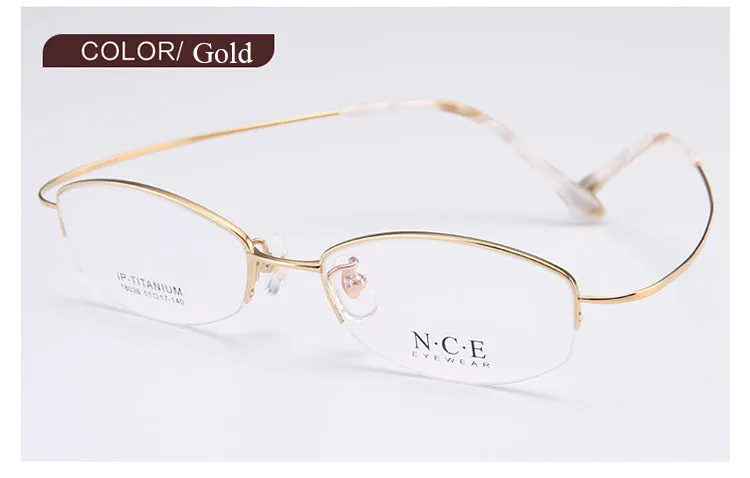 Bclear Women's Semi Rim Titanium Oval Eyeglasses Sc18026