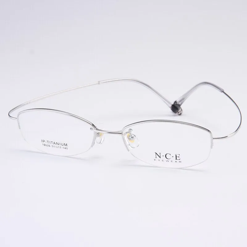 Bclear Women's Semi Rim Titanium Oval Eyeglasses Sc18026