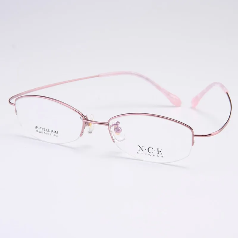 Bclear Women's Semi Rim Titanium Oval Eyeglasses Sc18026