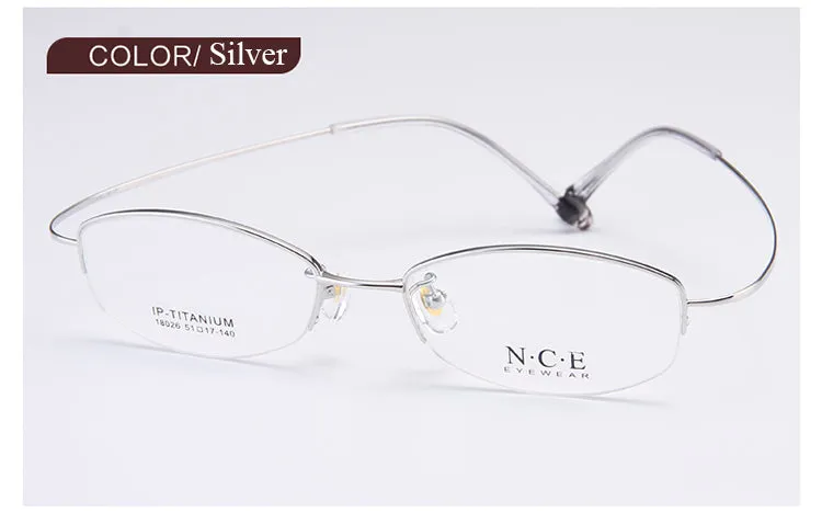 Bclear Women's Semi Rim Titanium Oval Eyeglasses Sc18026