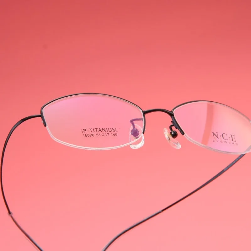 Bclear Women's Semi Rim Titanium Oval Eyeglasses Sc18026