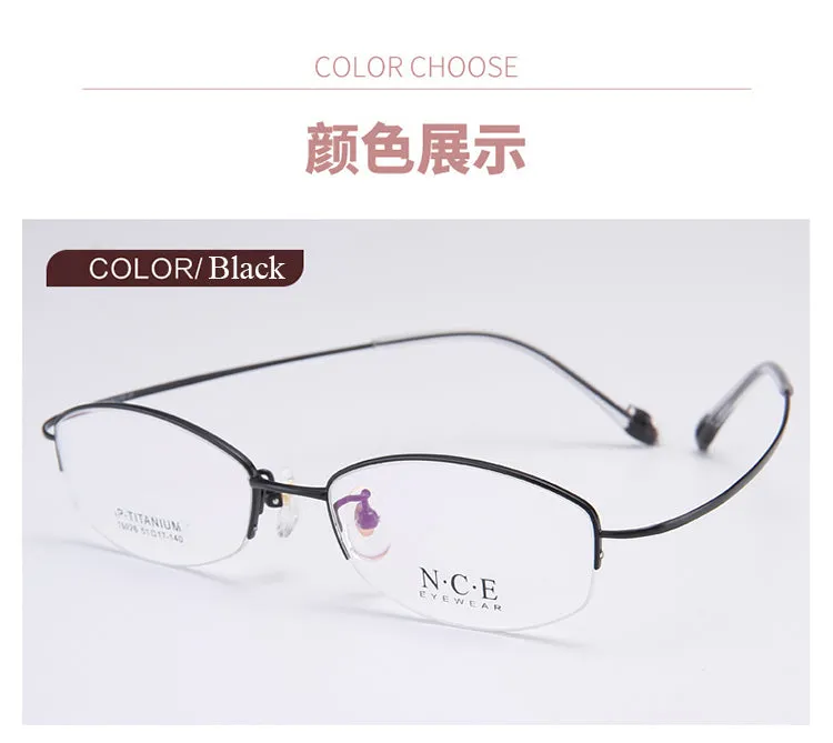 Bclear Women's Semi Rim Titanium Oval Eyeglasses Sc18026
