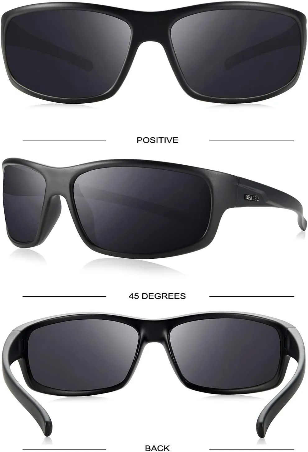 BEALER Polarized Sports Sunglasses for Men Lightweight TR90 Frame Sun Glasses Driving Cycling Fishing UV Protection Shades