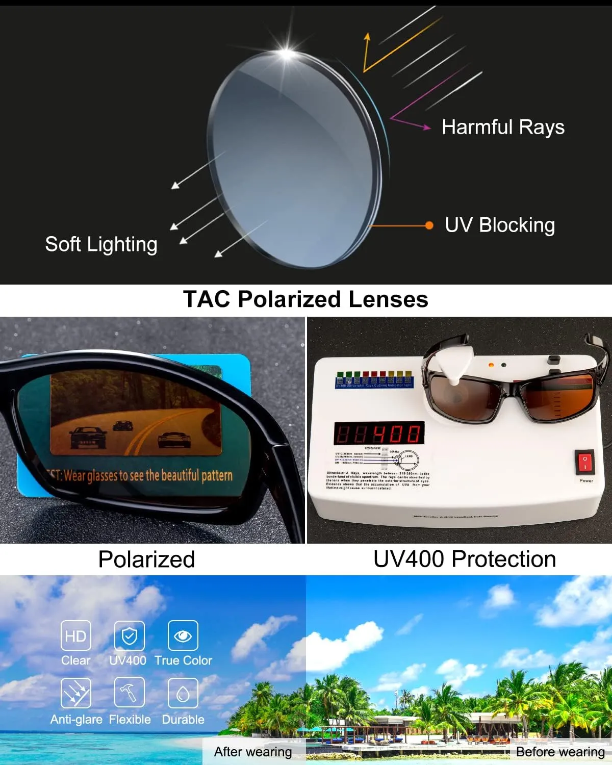 BEALER Polarized Sports Sunglasses for Men Lightweight TR90 Frame Sun Glasses Driving Cycling Fishing UV Protection Shades