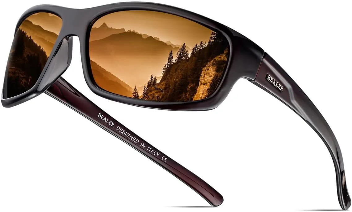 BEALER Polarized Sports Sunglasses for Men Lightweight TR90 Frame Sun Glasses Driving Cycling Fishing UV Protection Shades