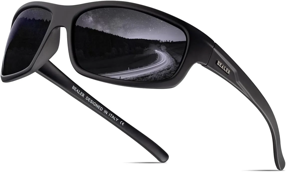 BEALER Polarized Sports Sunglasses for Men Lightweight TR90 Frame Sun Glasses Driving Cycling Fishing UV Protection Shades