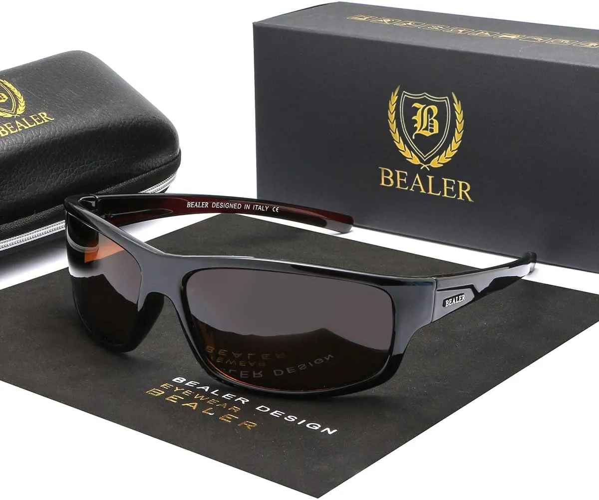 BEALER Polarized Sports Sunglasses for Men Lightweight TR90 Frame Sun Glasses Driving Cycling Fishing UV Protection Shades