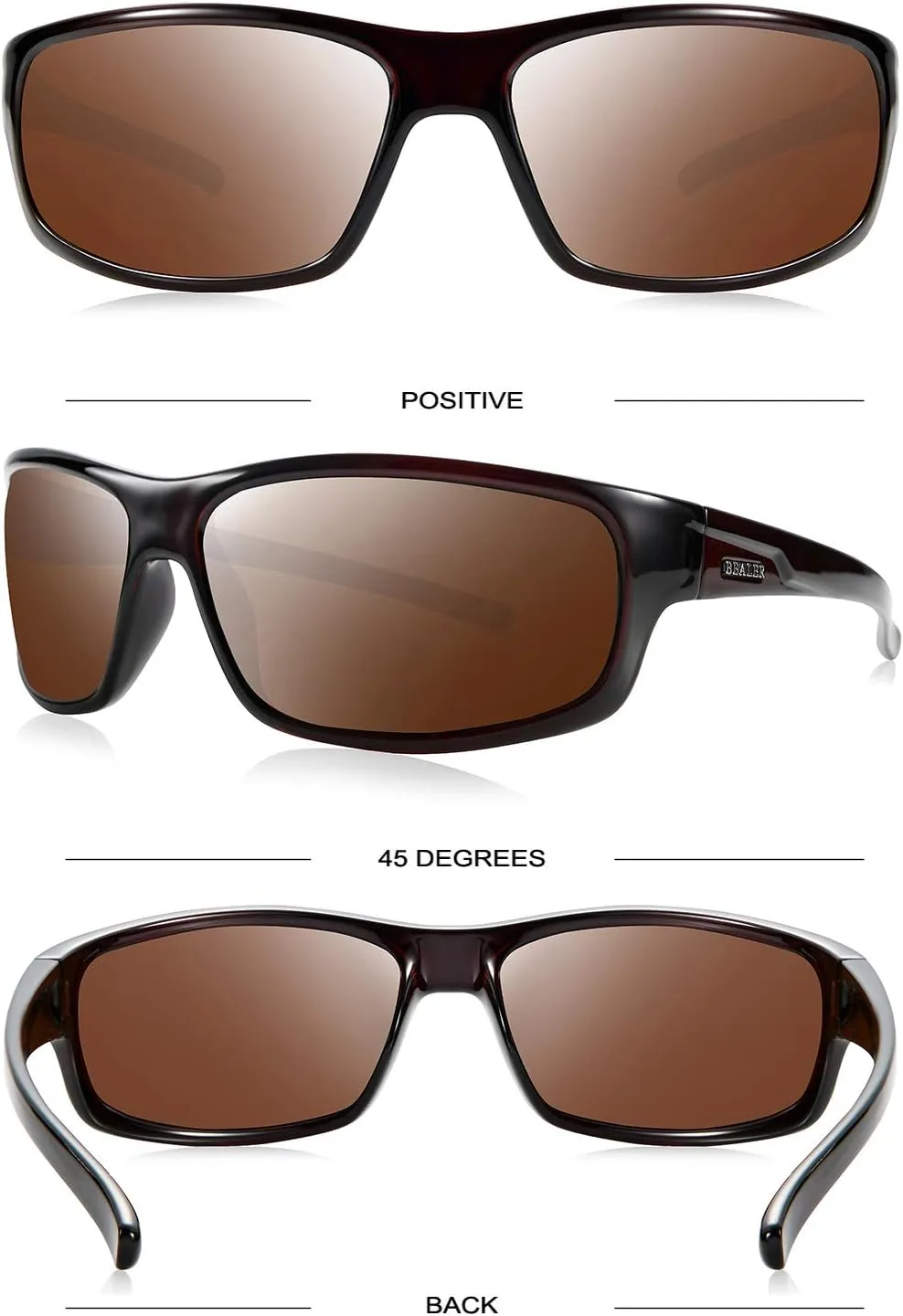 BEALER Polarized Sports Sunglasses for Men Lightweight TR90 Frame Sun Glasses Driving Cycling Fishing UV Protection Shades