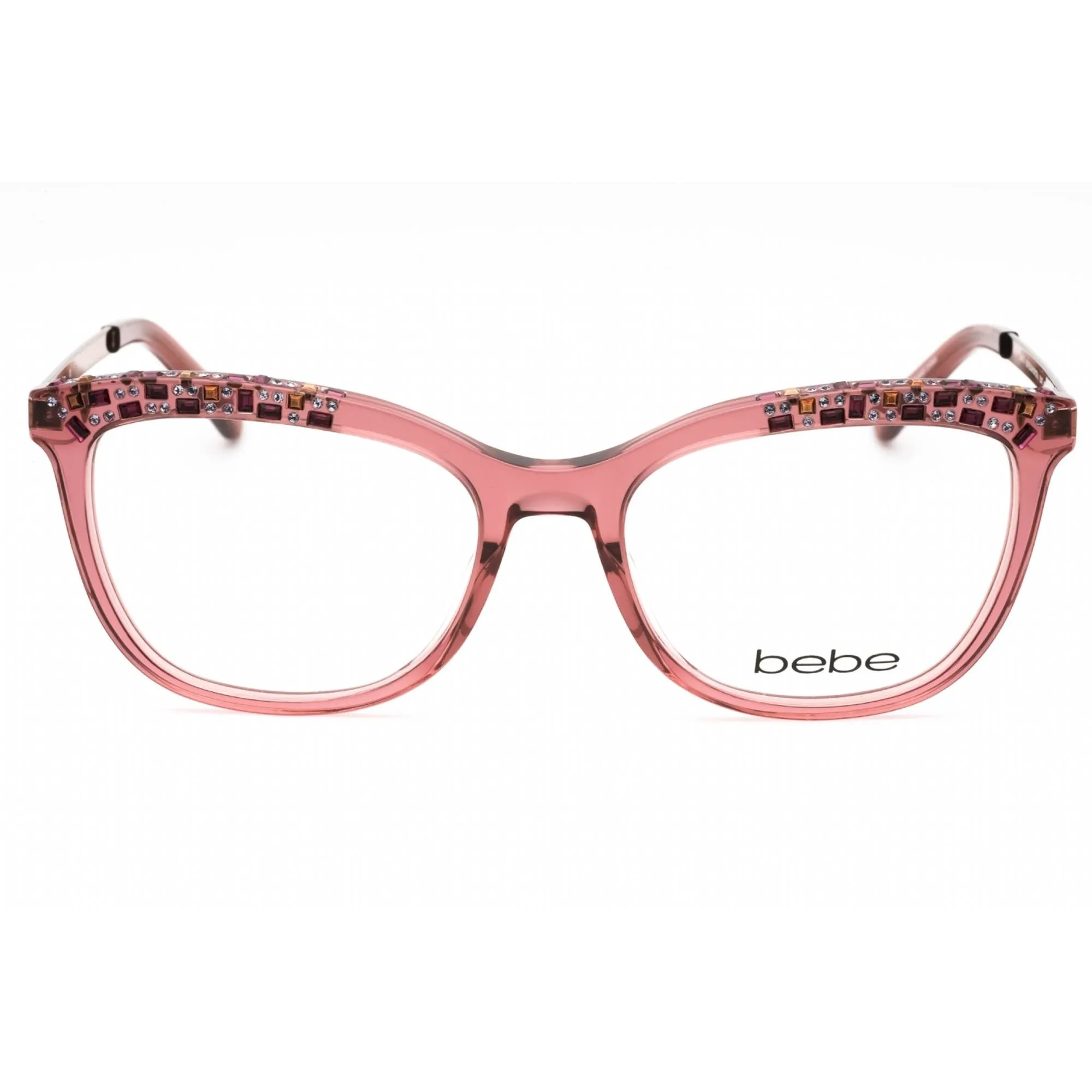 Bebe Women's Eyeglasses - Blush Crystal Plastic Full Rim Cat Eye Frame | BB5179 681