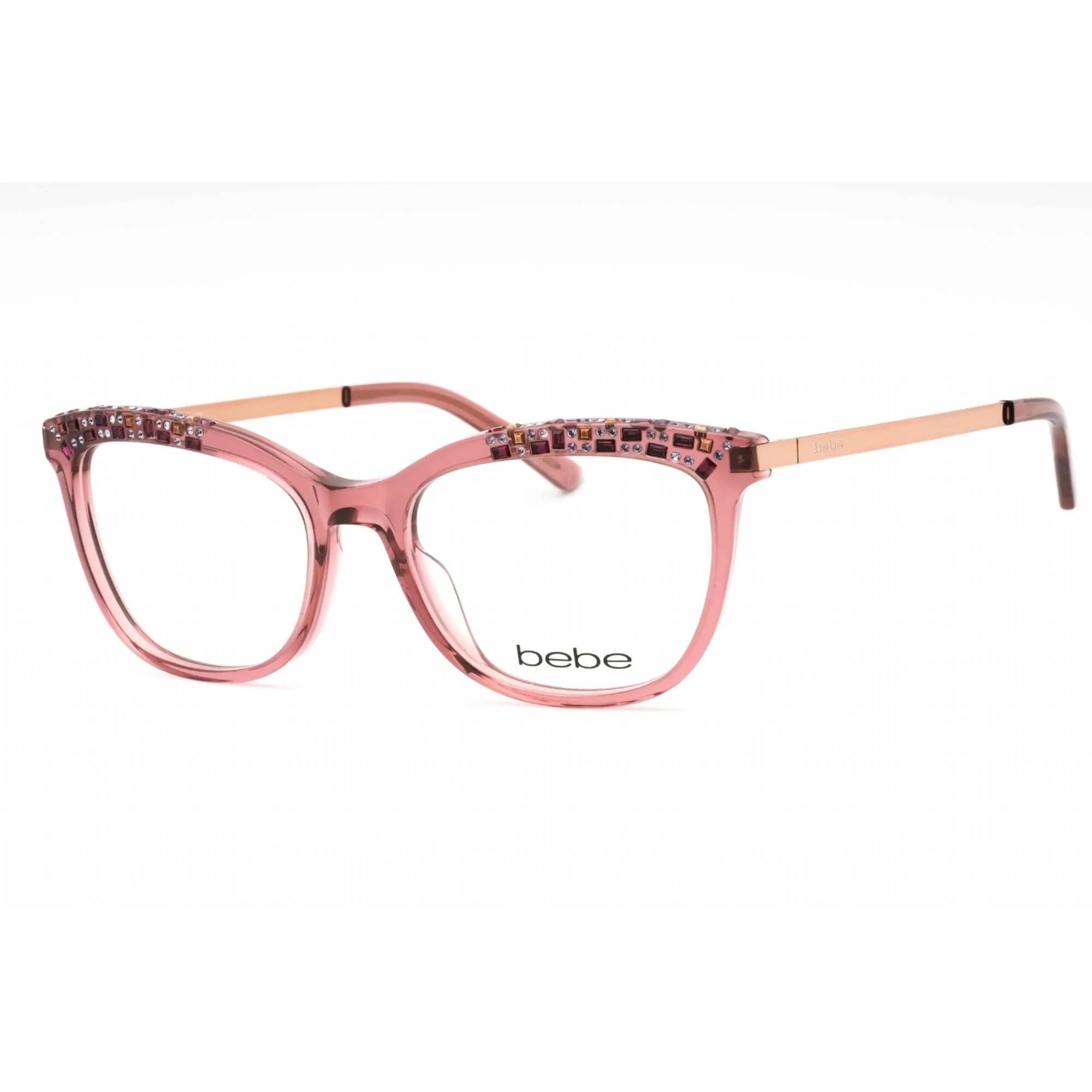 Bebe Women's Eyeglasses - Blush Crystal Plastic Full Rim Cat Eye Frame | BB5179 681
