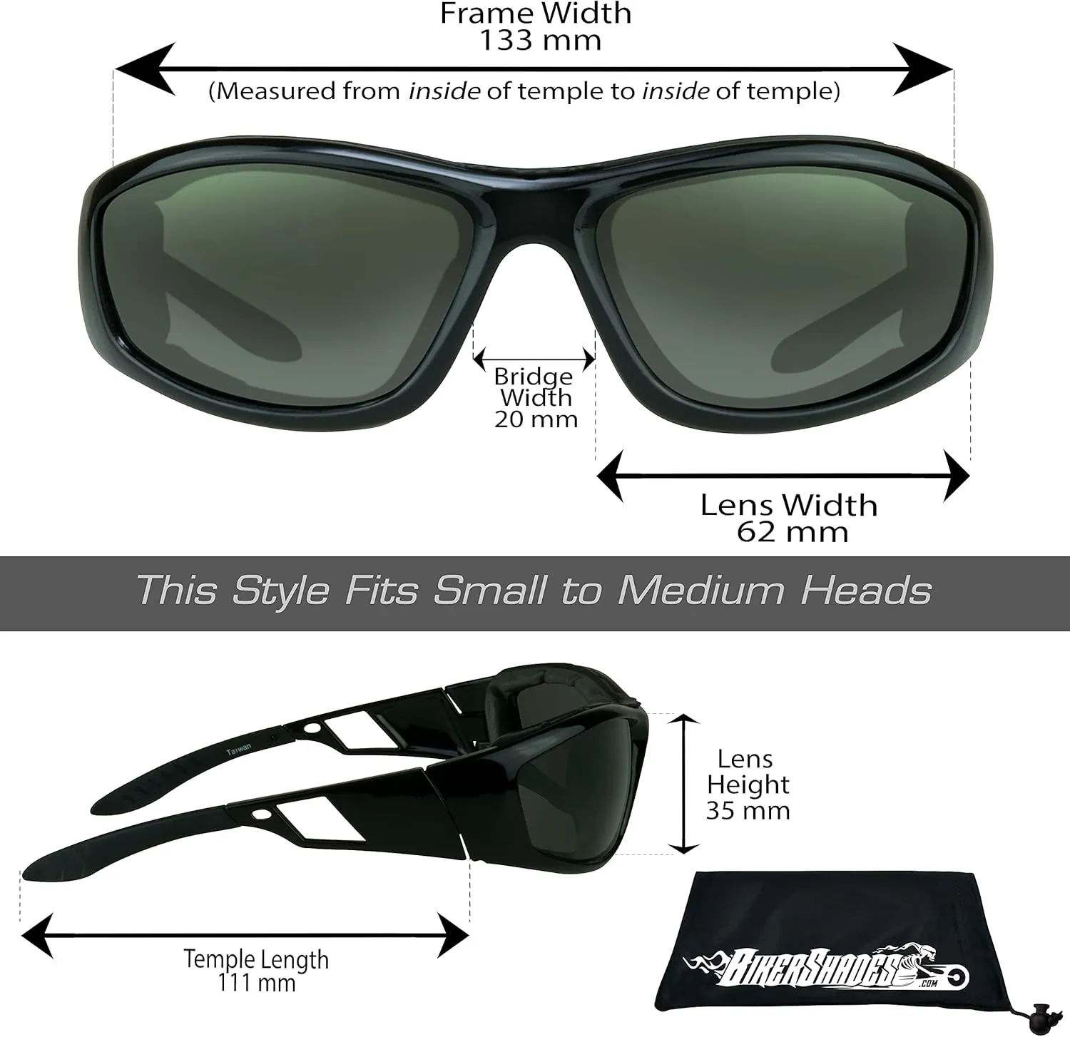 Bikershades Motorcycle Polarized Safety Sunglass Foam Padded Anti-Glare Day Riding