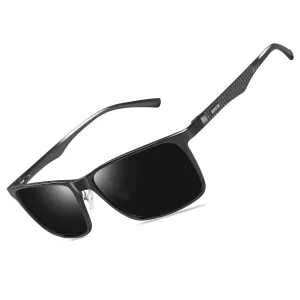 Bircen Mens Polarized Driving Sunglasses For Mens Women Al-Mg Metal Frame Lightweight Fishing Sports Outdoors A Black Frame Black Lens