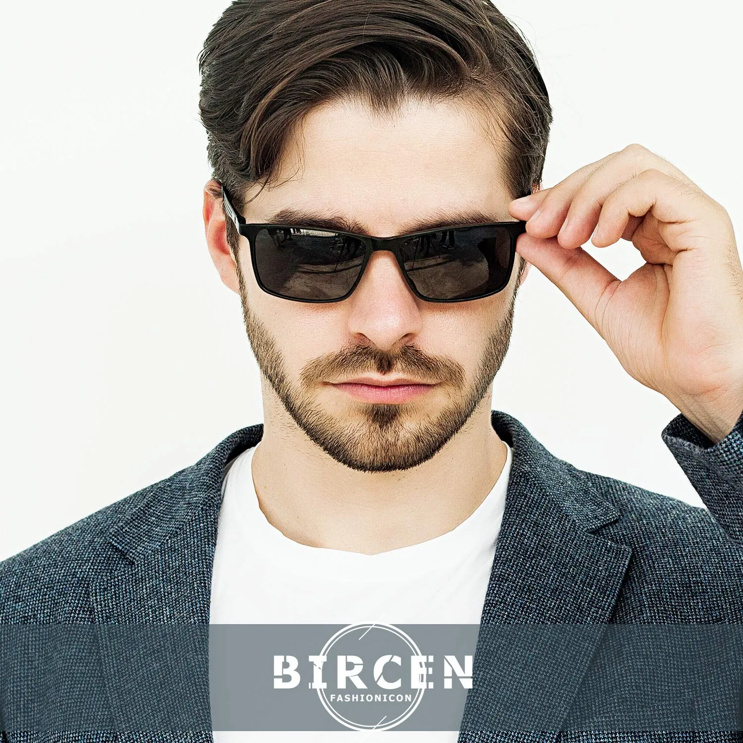 Bircen Mens Polarized Driving Sunglasses For Mens Women Al-Mg Metal Frame Lightweight Fishing Sports Outdoors A Black Frame Black Lens