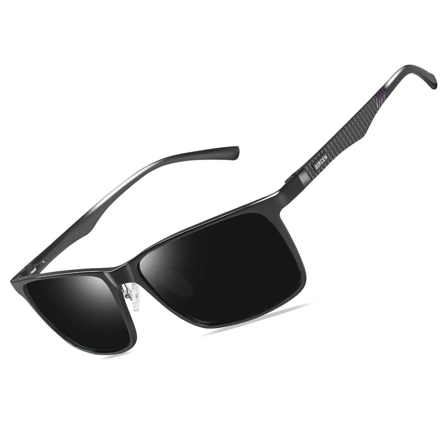 Bircen Mens Polarized Driving Sunglasses For Mens Women Al-Mg Metal Frame Lightweight Fishing Sports Outdoors A Black Frame Black Lens