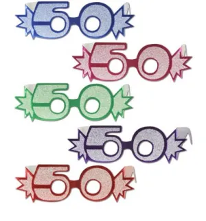 Birthday "50" Glittered Foil Eyeglasses (Each)