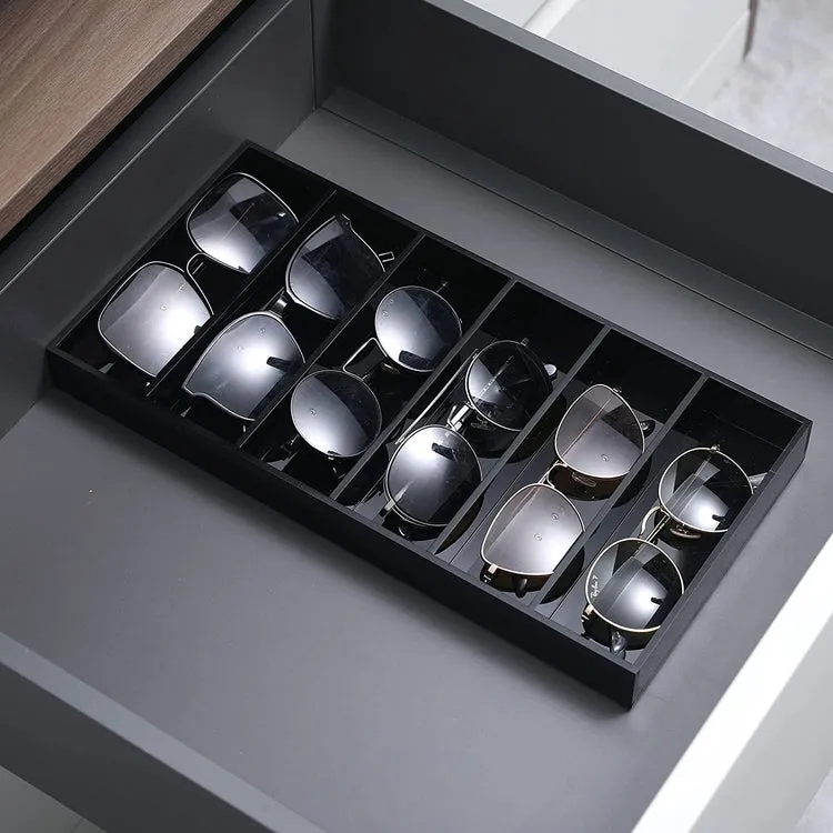 Black Acrylic Sunglasses and Eyeglasses Storage Organizer Case Tray, Tabletop Display Tray