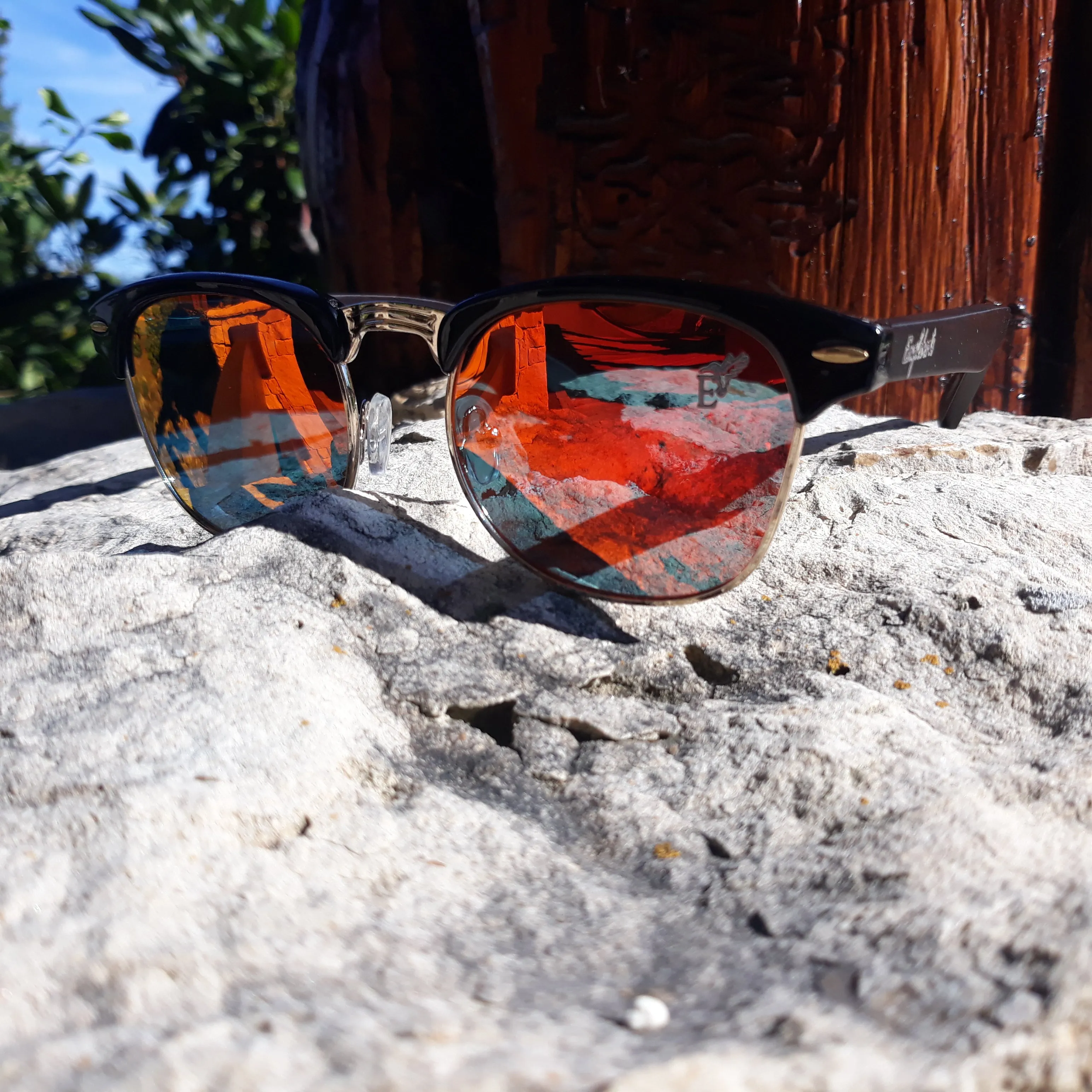 Black Bamboo Club Sunglasses, Polarized Sunset Lenses
