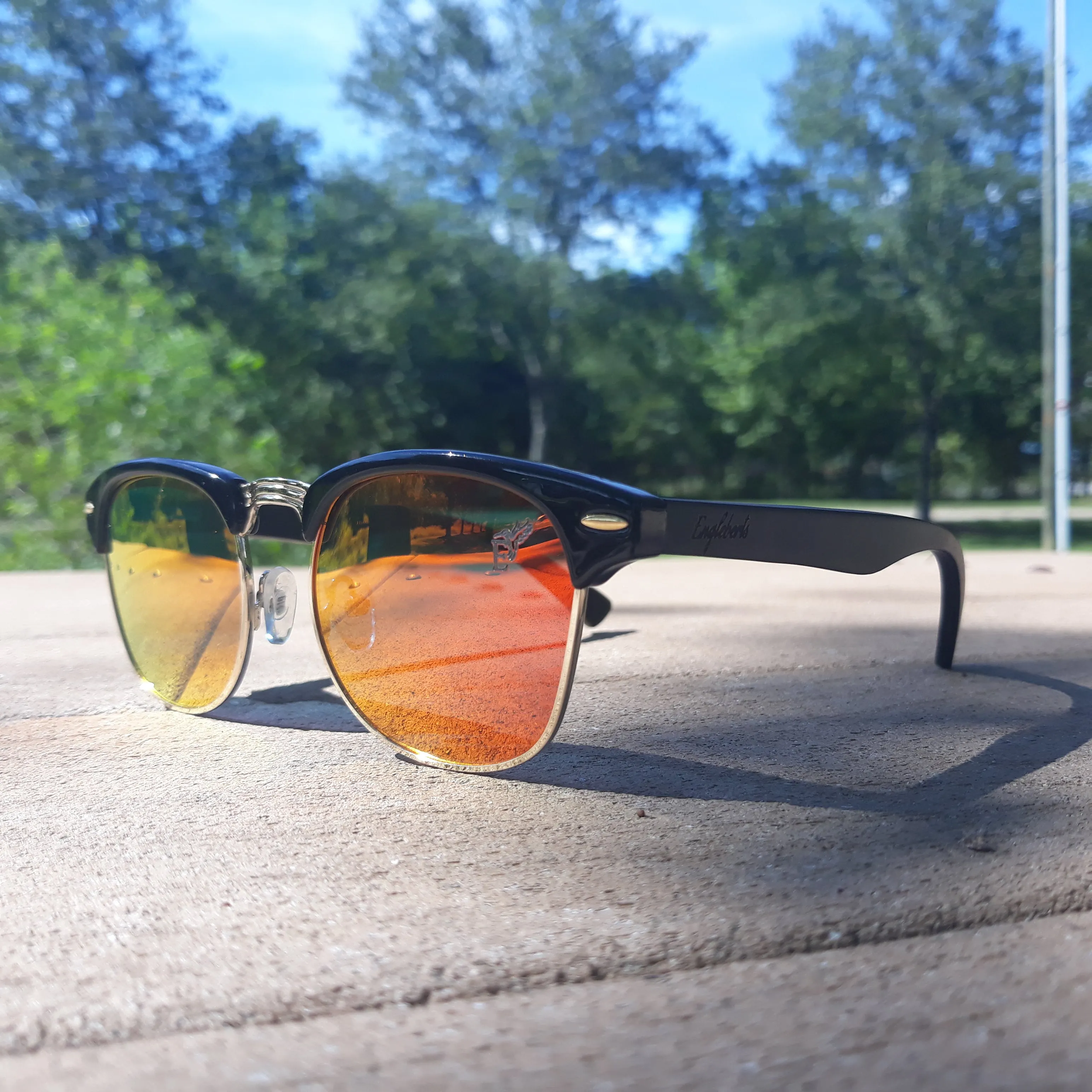 Black Bamboo Club Sunglasses, Polarized Sunset Lenses