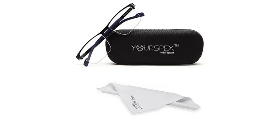 Black Blue Squared Half Rim Metal Frame Eyeglasses for Unisex
