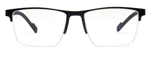 Black Blue Squared Half Rim Metal Frame Eyeglasses for Unisex