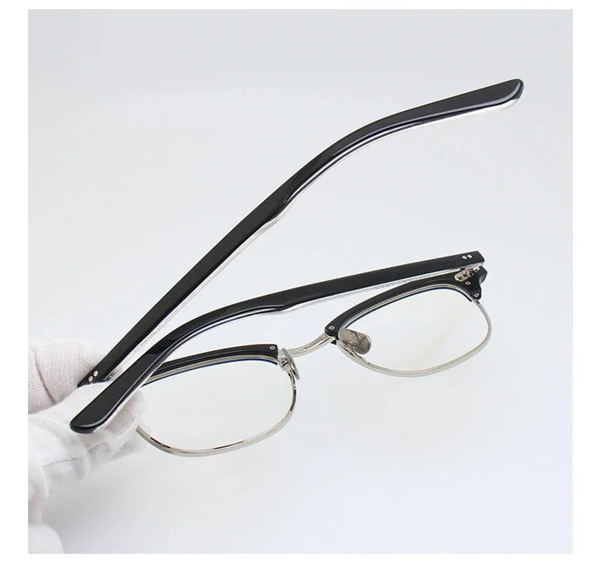 Black Mask Unisex Full Rim Browline Square Alloy Eyeglasses Bm-ypsumuel