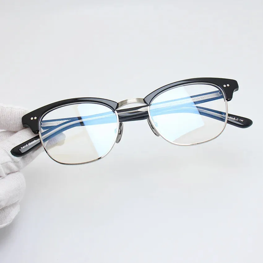 Black Mask Unisex Full Rim Browline Square Alloy Eyeglasses Bm-ypsumuel