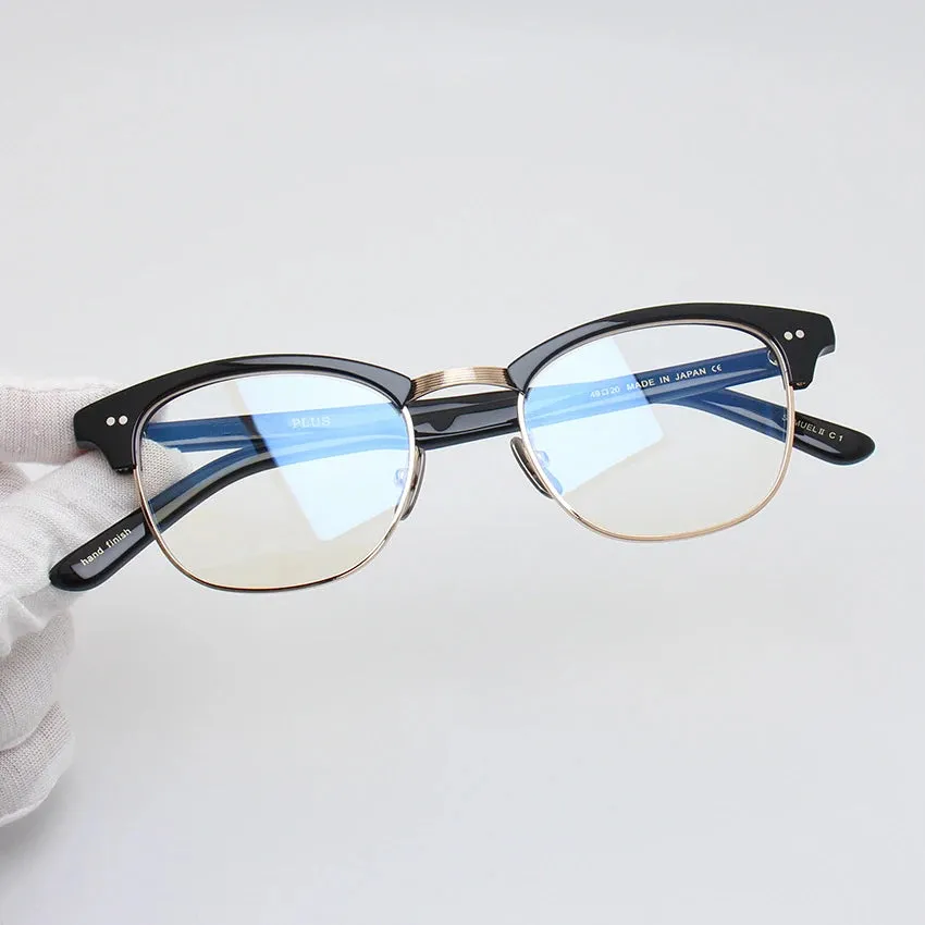 Black Mask Unisex Full Rim Browline Square Alloy Eyeglasses Bm-ypsumuel