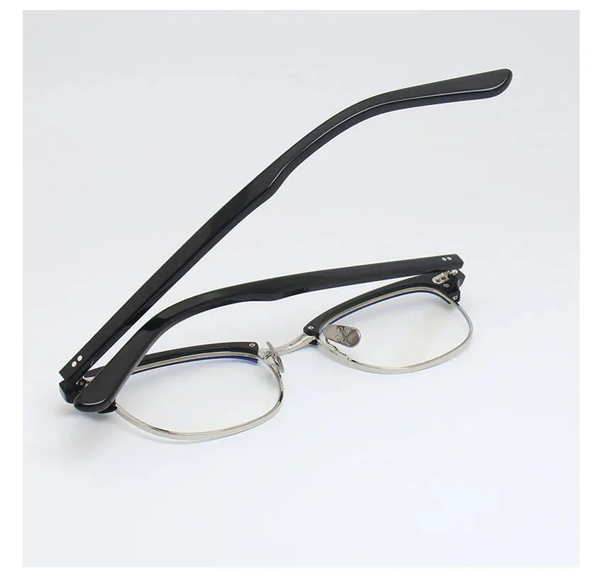 Black Mask Unisex Full Rim Browline Square Alloy Eyeglasses Bm-ypsumuel