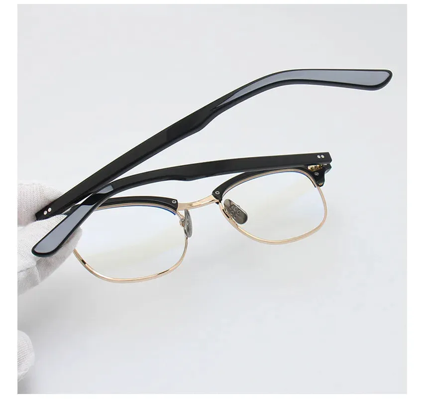 Black Mask Unisex Full Rim Browline Square Alloy Eyeglasses Bm-ypsumuel