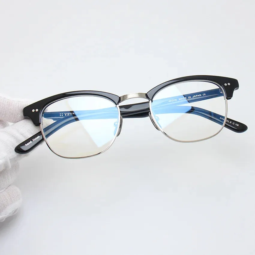 Black Mask Unisex Full Rim Browline Square Alloy Eyeglasses Bm-ypsumuel