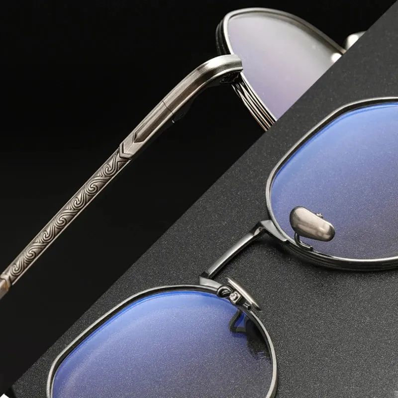 Black Mask Unisex Full Rim Polygon Round Titanium Eyeglasses 14919